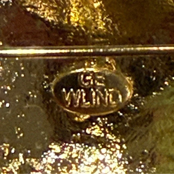 GE Wlind Signed Enamel American Flag Apple Brooch Pin With Rhinestones Vintage - Picture 12 of 14